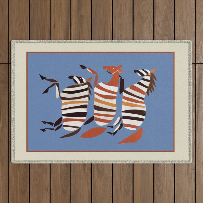 Striped Running Horses Outdoor Rug Gallery Image 1