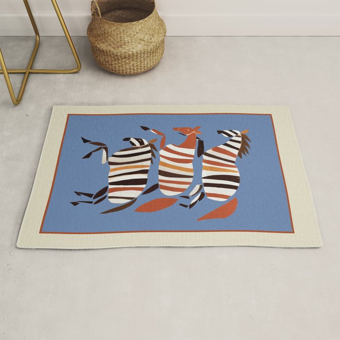 Striped Running Horses Rug Gallery Image 1