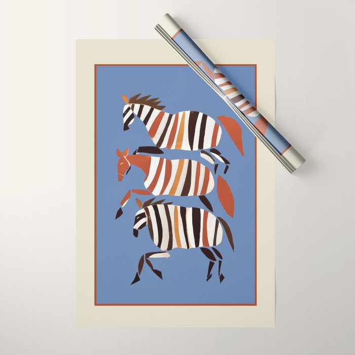 Striped Running Horses Wrapping Paper Gallery Image 1