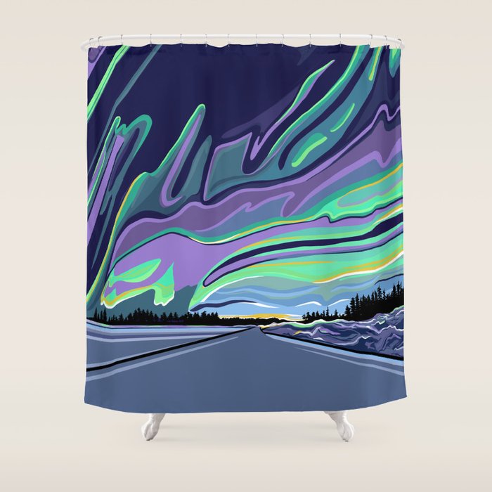 Road to Aurora Shower Curtain Gallery Image 1