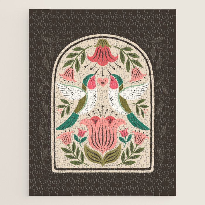 Hummingbirds - Green and Pink Jigsaw Puzzle Gallery Image 1