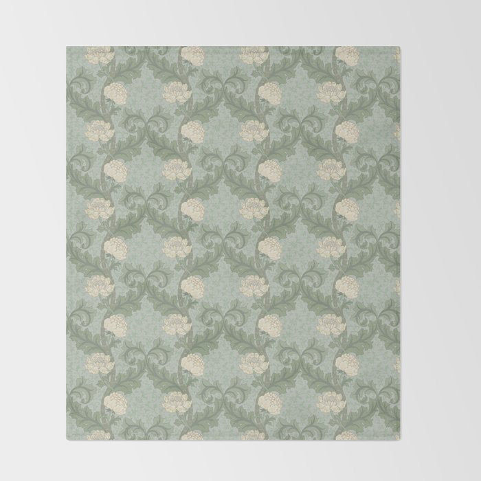 Vintage Floral Arts and Crafts Style Throw Blanket Gallery Image 2