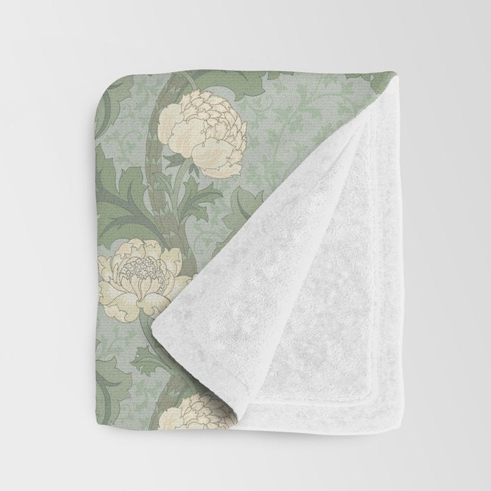 Vintage Floral Arts and Crafts Style Throw Blanket Gallery Image 3