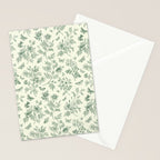 Toile de Jouy Wild Roses & Butterflies Forest Green Floral Stationery Card Gallery Image 2
