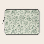 Toile de Jouy Wild Roses & Butterflies Forest Green Floral Laptop Sleeve Gallery Image 1