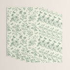 Toile de Jouy Wild Roses & Butterflies Forest Green Floral Wrapping Paper Gallery Image 3