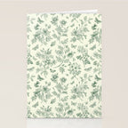 Toile de Jouy Wild Roses & Butterflies Forest Green Floral Stationery Card Gallery Image 2