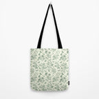 Toile de Jouy Wild Roses & Butterflies Forest Green Floral Tote Bag Gallery Image 2