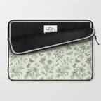 Toile de Jouy Wild Roses & Butterflies Forest Green Floral Laptop Sleeve Gallery Image 2