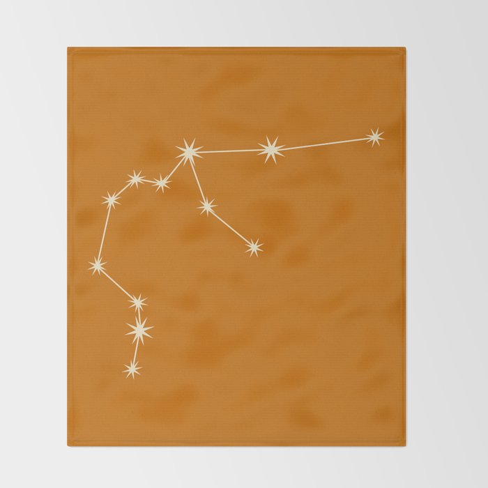Aquarius Zodiac Star Constellation Line Art Orange Throw Blanket Gallery Image 2