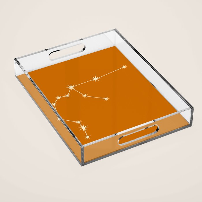 Aquarius Zodiac Star Constellation Line Art Orange Acrylic Tray Gallery Image 1