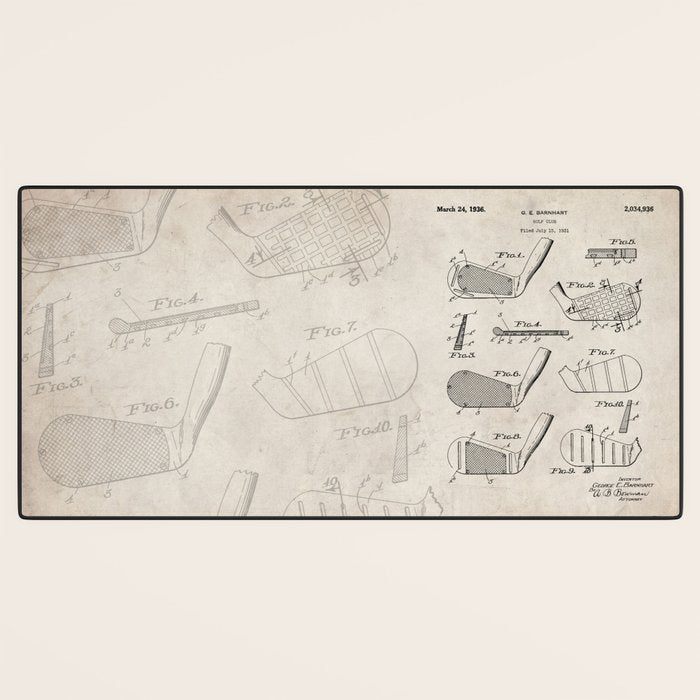 Golf Clubs Patent - Golfing Art - Antique Desk Mat Gallery Image 3