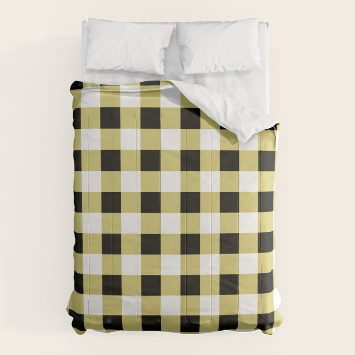 Gingham Large Yellow Black White Comforter Gallery Image 6