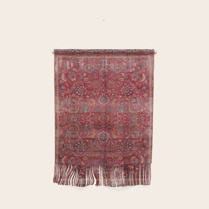 Antique Persian Rug Dark Wine Red Mashad Wall Hanging Gallery Image 1