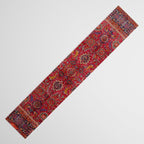 Antique Persian Rug Dark Wine Red Mashad Table Runner Gallery Image 3
