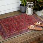 Antique Persian Rug Dark Wine Red Mashad Outdoor Rug Gallery Image 2