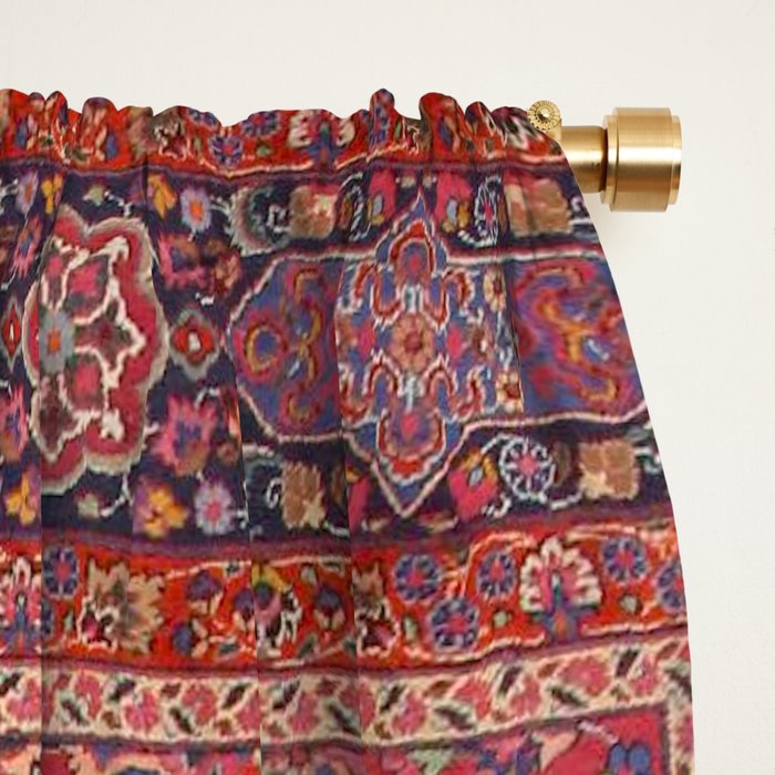 Antique Persian Rug Dark Wine Red Mashad Window Curtain Gallery Image 2