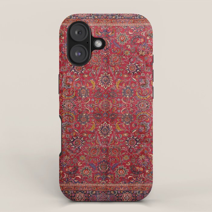 Antique Persian Rug Dark Wine Red Mashad iPhone Case Gallery Image 1