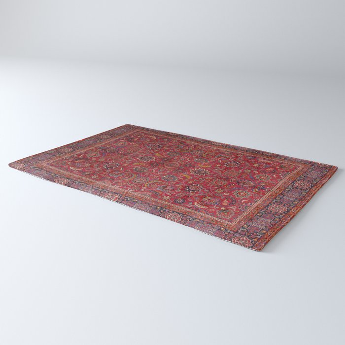 Antique Persian Rug Dark Wine Red Mashad Rug Gallery Image 3