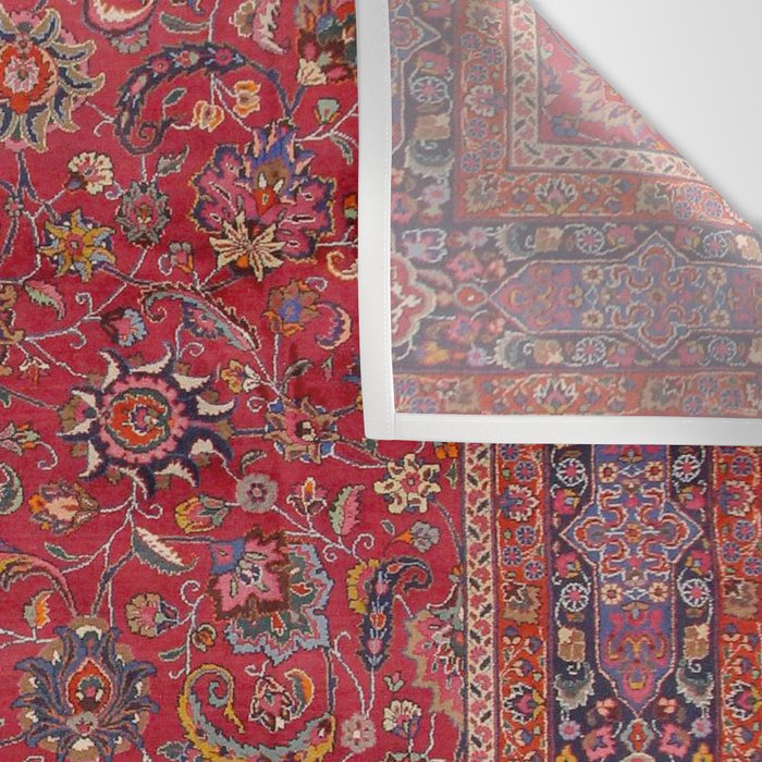 Antique Persian Rug Dark Wine Red Mashad Wall Tapestry Gallery Image 3