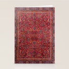 Antique Persian Rug Dark Wine Red Mashad Stationery Card Gallery Image 2