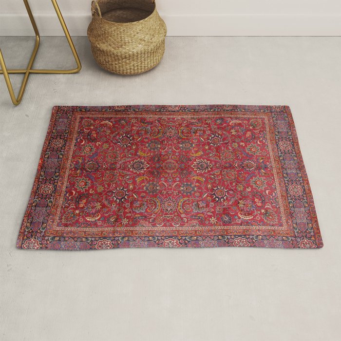 Antique Persian Rug Dark Wine Red Mashad Rug Gallery Image 1