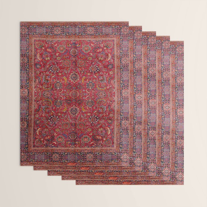 Antique Persian Rug Dark Wine Red Mashad Wrapping Paper Gallery Image 3