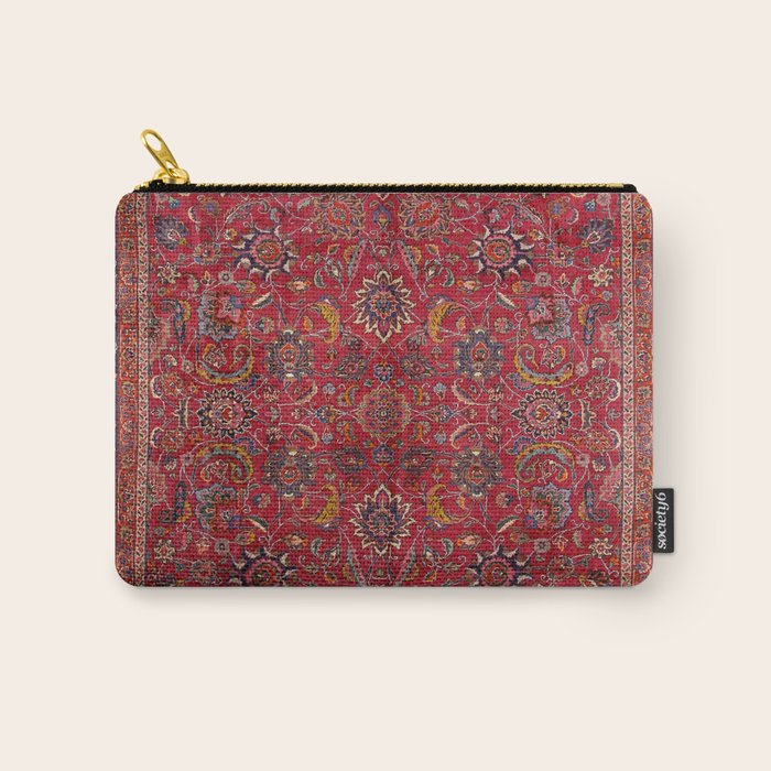 Antique Persian Rug Dark Wine Red Mashad Carry All Pouch Gallery Image 1