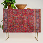 Antique Persian Rug Dark Wine Red Mashad Credenza Gallery Image 1