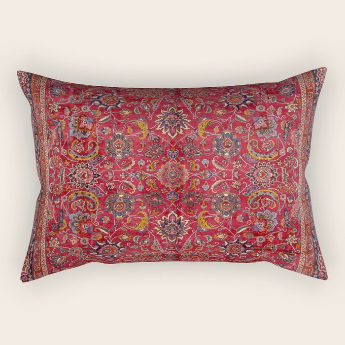 Antique Persian Rug Dark Wine Red Mashad Rectangular Pillow Gallery Image 2