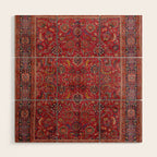 Antique Persian Rug Dark Wine Red Mashad Wood Wall Art Gallery Image 1