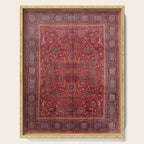 Antique Persian Rug Dark Wine Red Mashad Serving Tray Gallery Image 1