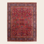 Antique Persian Rug Dark Wine Red Mashad Poster Gallery Image 4