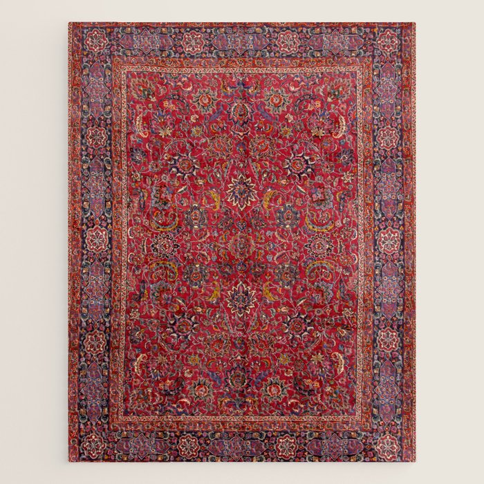 Antique Persian Rug Dark Wine Red Mashad Jigsaw Puzzle Gallery Image 1