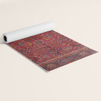 Antique Persian Rug Dark Wine Red Mashad Yoga Mat Gallery Image 2