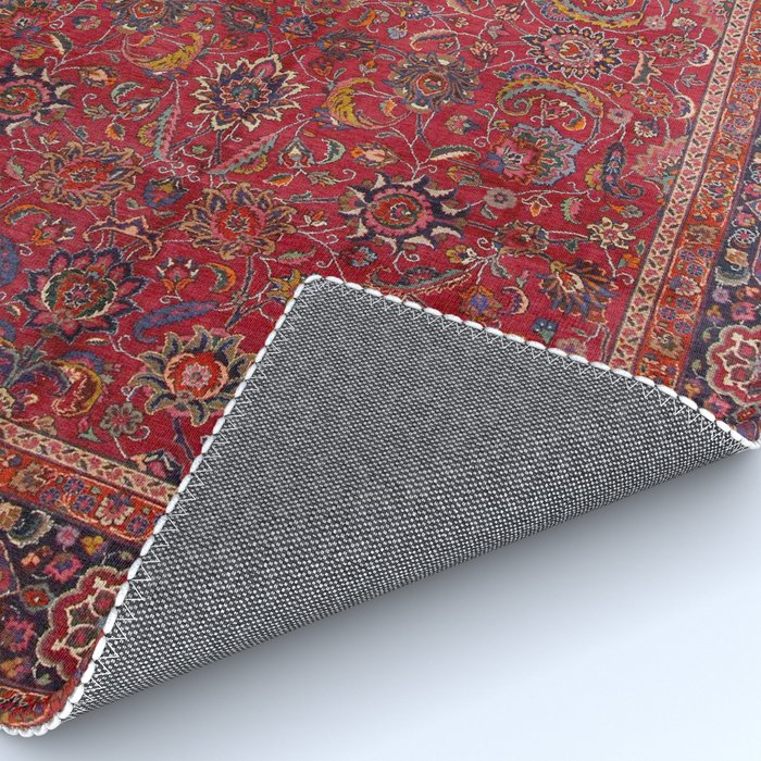 Antique Persian Rug Dark Wine Red Mashad Rug Gallery Image 4