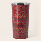 Antique Persian Rug Dark Wine Red Mashad Travel Mug Gallery Image 1