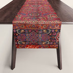 Antique Persian Rug Dark Wine Red Mashad Table Runner Gallery Image 1