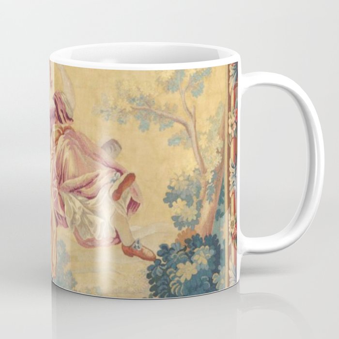 Antique 19th Century Girl On The Swing French Aubusson Tapestry Coffee Mug Gallery Image 1