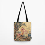Antique 19th Century Girl On The Swing French Aubusson Tapestry Tote Bag Gallery Image 2