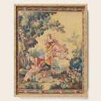 Antique 19th Century Girl On The Swing French Aubusson Tapestry Serving Tray Gallery Image 1