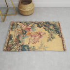 Antique 19th Century Girl On The Swing French Aubusson Tapestry Rug Gallery Image 1