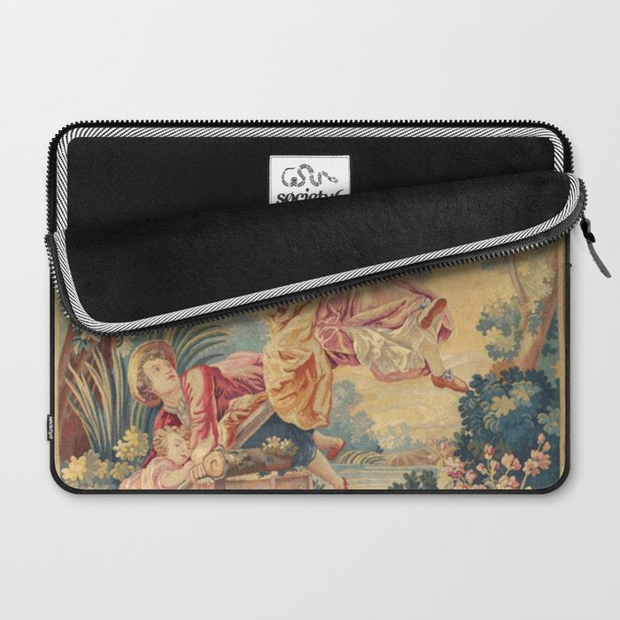 Antique 19th Century Girl On The Swing French Aubusson Tapestry Laptop Sleeve Gallery Image 2
