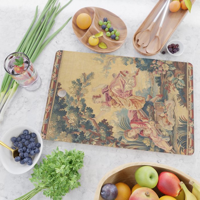 Antique 19th Century Girl On The Swing French Aubusson Tapestry Cutting Board Gallery Image 2