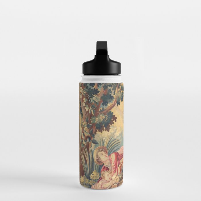 Antique 19th Century Girl On The Swing French Aubusson Tapestry Water Bottle Gallery Image 3