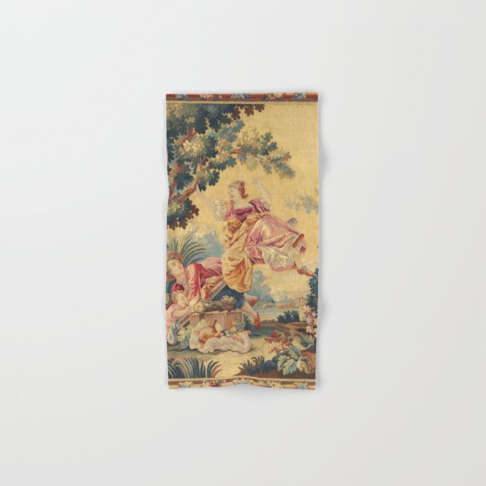 Antique 19th Century Girl On The Swing French Aubusson Tapestry Bath Towel Gallery Image 1