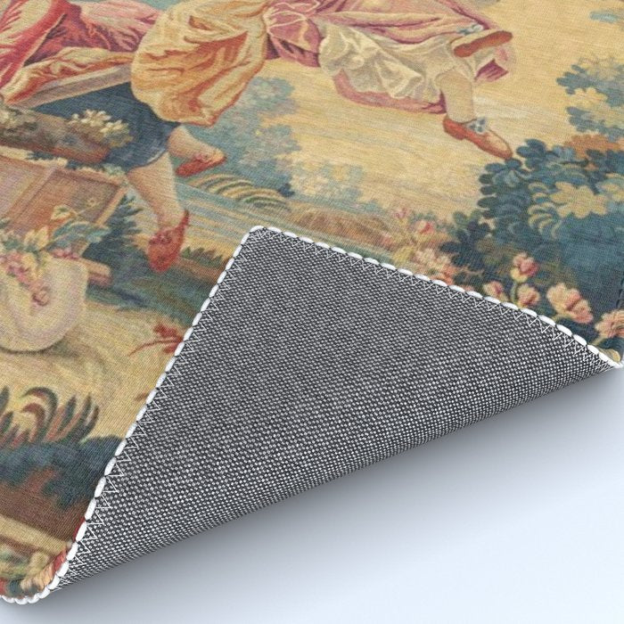 Antique 19th Century Girl On The Swing French Aubusson Tapestry Rug Gallery Image 4