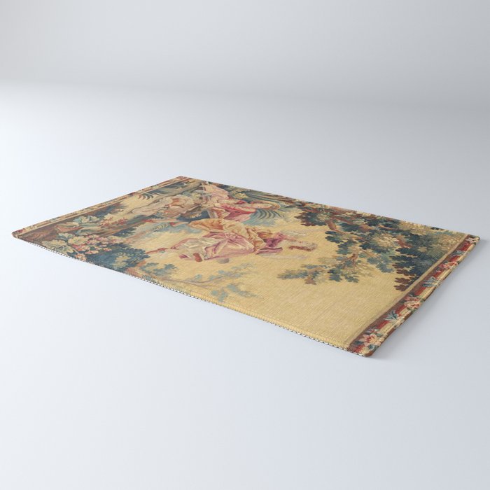 Antique 19th Century Girl On The Swing French Aubusson Tapestry Rug Gallery Image 3