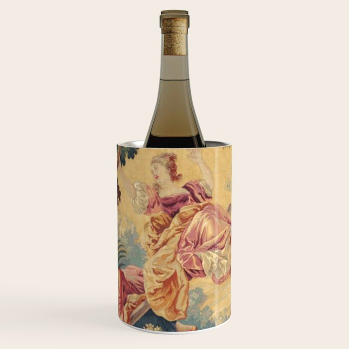 Antique 19th Century Girl On The Swing French Aubusson Tapestry Wine Chiller Gallery Image 1