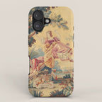 Antique 19th Century Girl On The Swing French Aubusson Tapestry iPhone Case Gallery Image 1